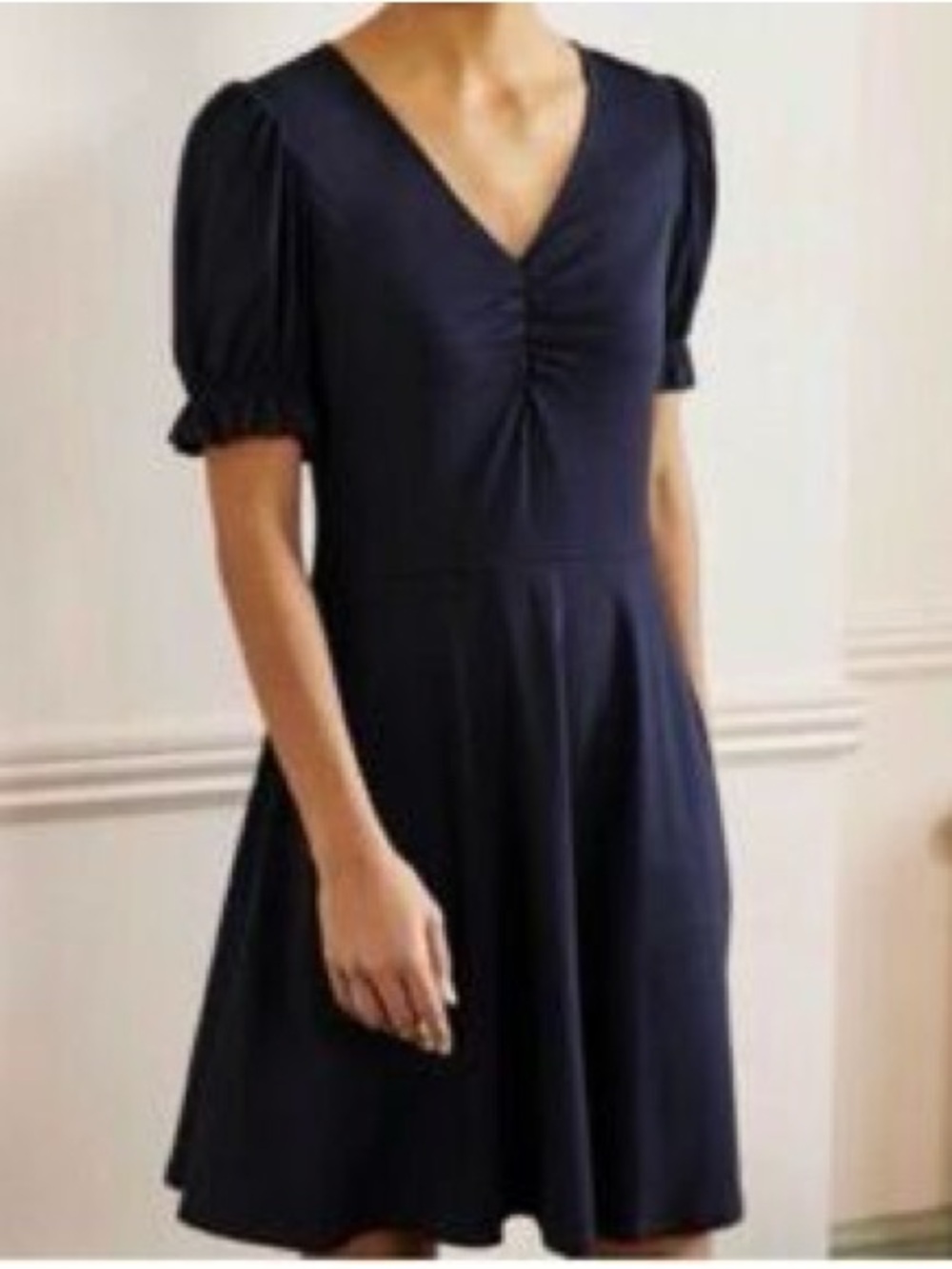 Boden Navy V-Neck Midi Swing Dress
